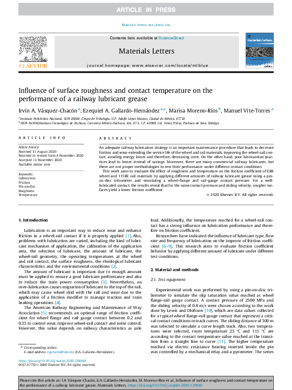 (PDF) Influence of surface roughness and contact temperature on the ...