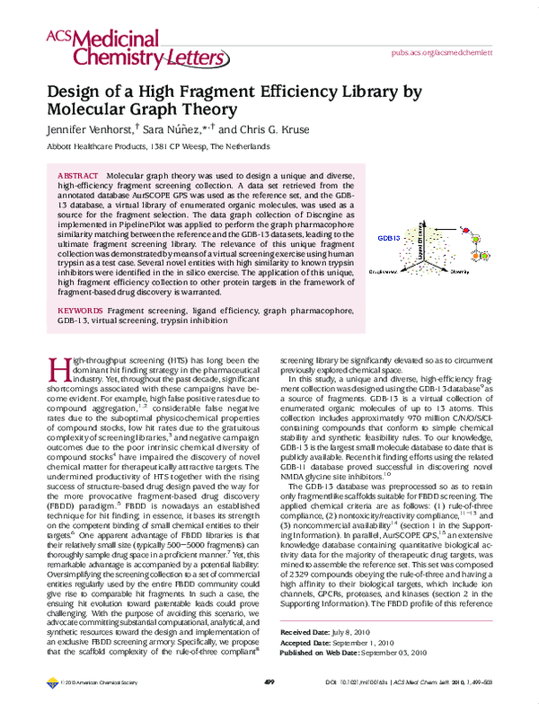 (PDF) Design of a High Fragment Efficiency Library by Molecular Graph ...