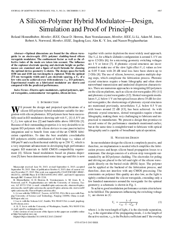 (PDF) A Silicon-Polymer Hybrid Modulator—Design, Simulation and Proof ...