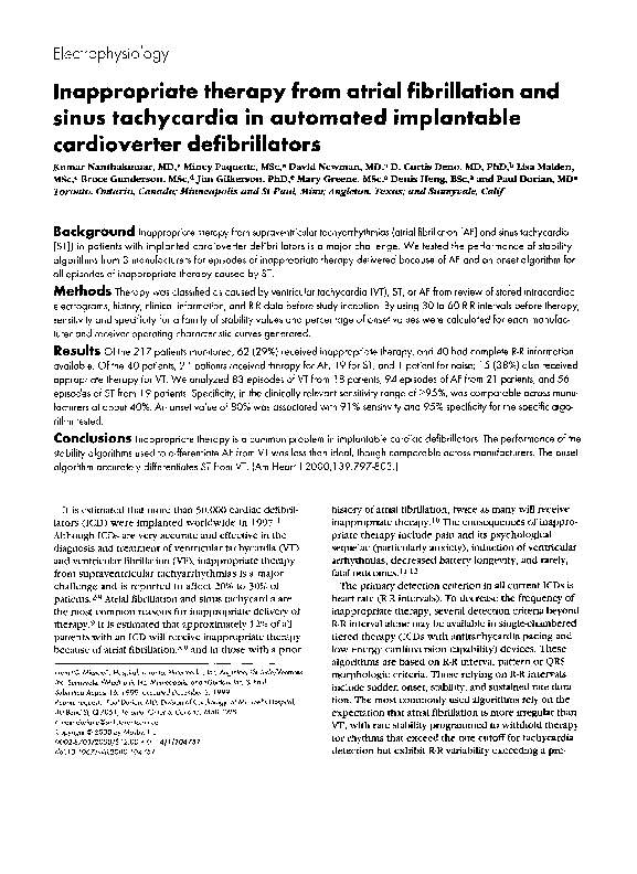 (PDF) Inappropriate therapy from atrial fibrillation and sinus ...
