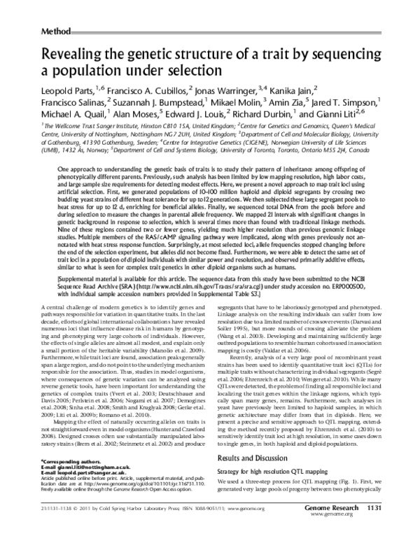 (PDF) Revealing the genetic structure of a trait by sequencing a ...