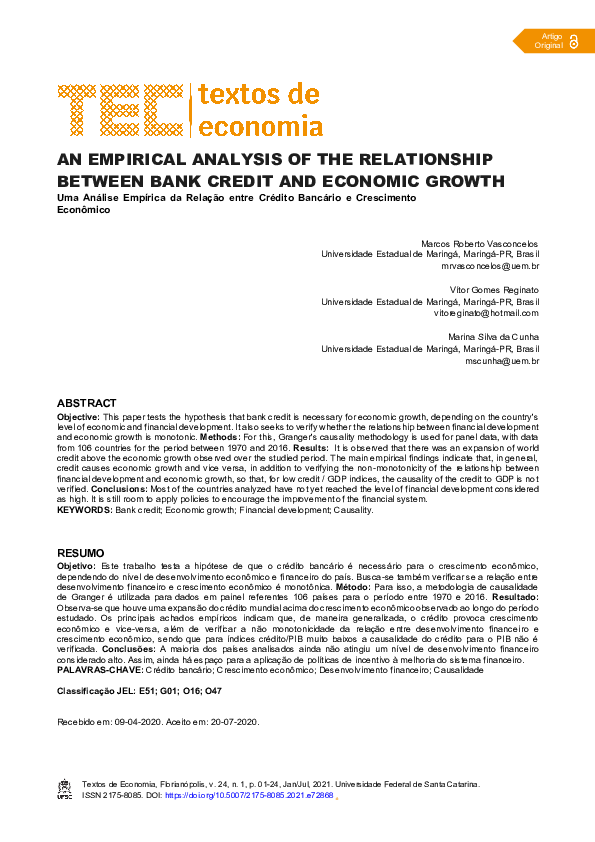 (PDF) An empirical analysis of the relationship between bank credit and ...
