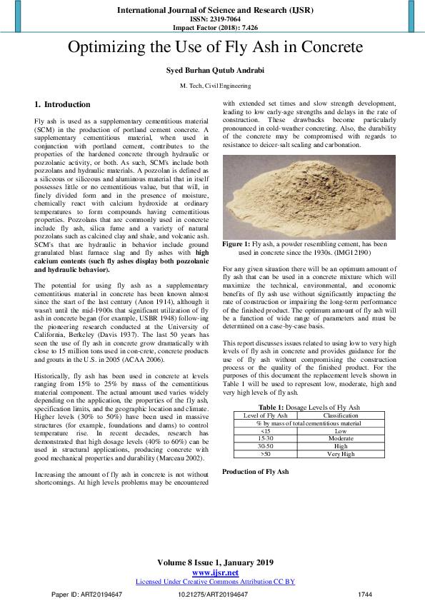 (PDF) Optimizing the use of fly ash in concrete