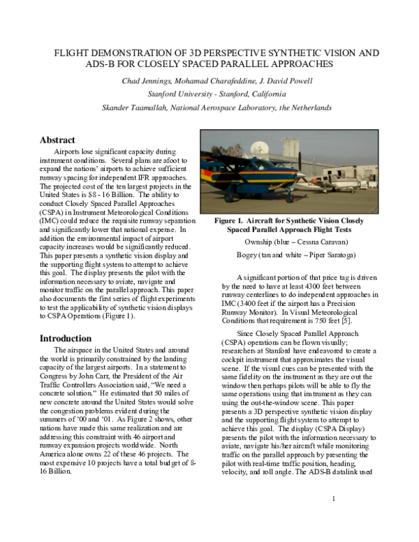 (PDF) Flight demonstration of 3D perspective synthetic vision and ADS-B ...