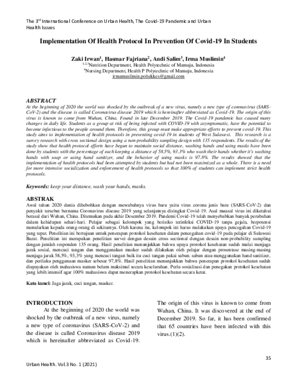 (PDF) Implementation Of Health Protocol In Prevention Of Covid-19 In ...