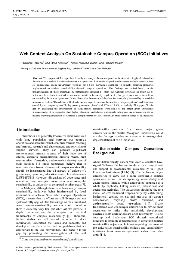 (PDF) Web Content Analysis On Sustainable Campus Operation (SCO ...