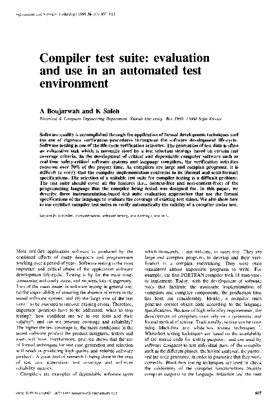 (PDF) Compiler test suite: evaluation and use in an automated test ...