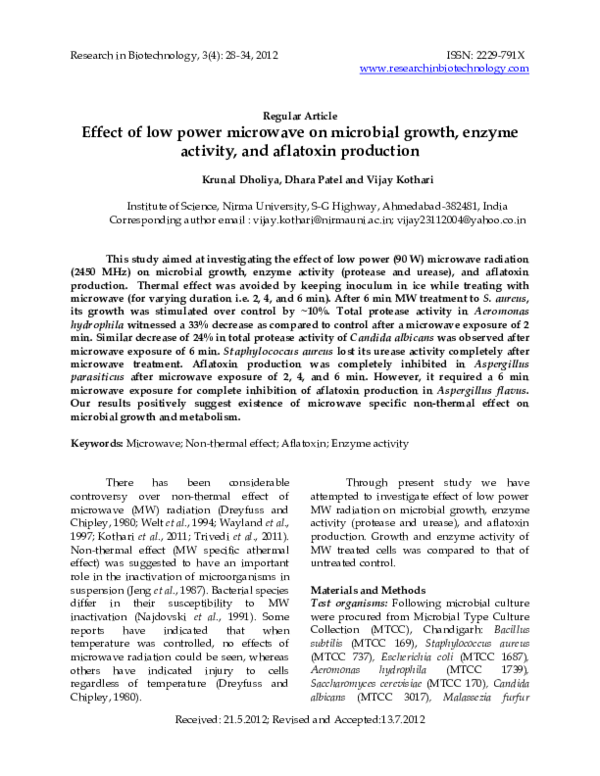 (PDF) Effect of low power microwave on microbial growth and metabolism ...