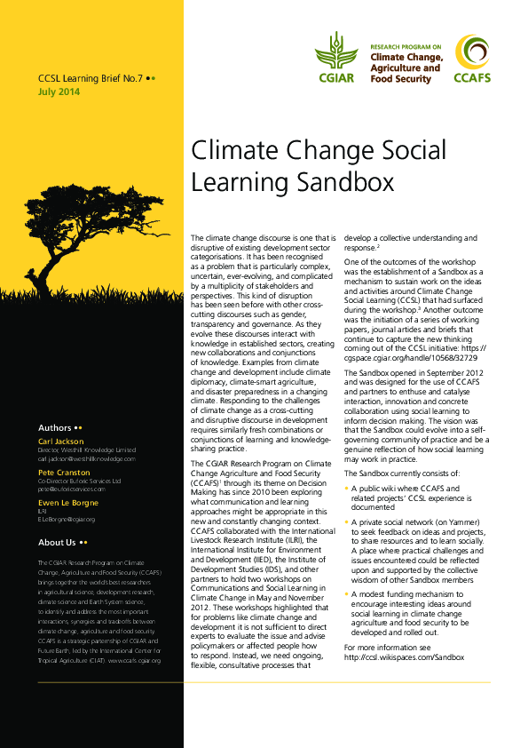 (PDF) Climate change social learning sandbox