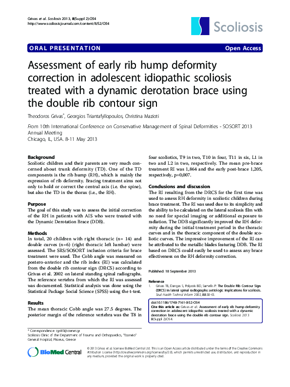 (PDF) Assessment of early rib hump deformity correction in adolescent ...