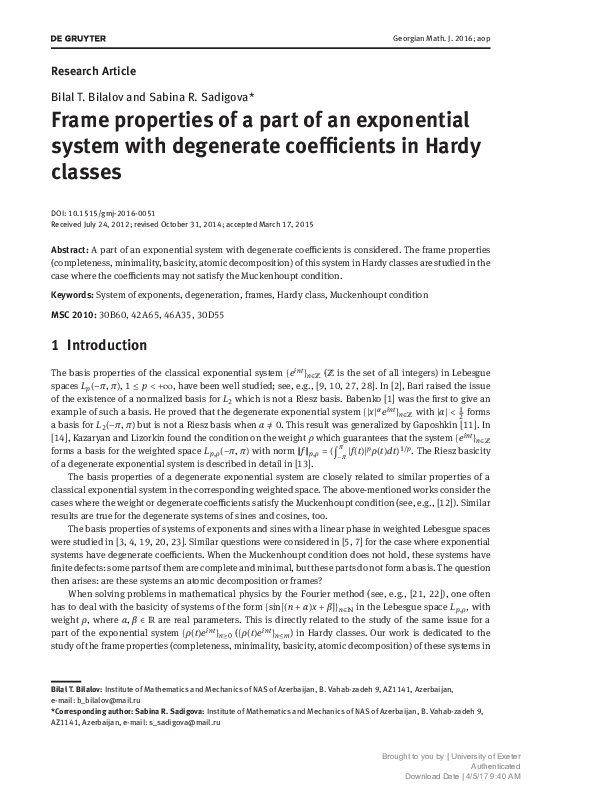 (PDF) Frame properties of a part of an exponential system with ...