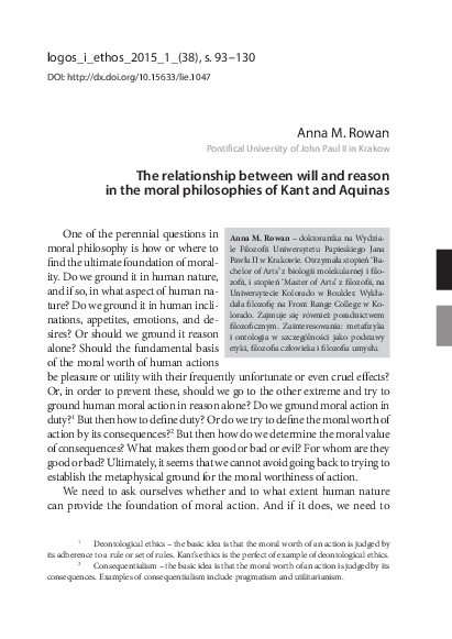 (PDF) The relationship between will and reason in moral philosophies of ...