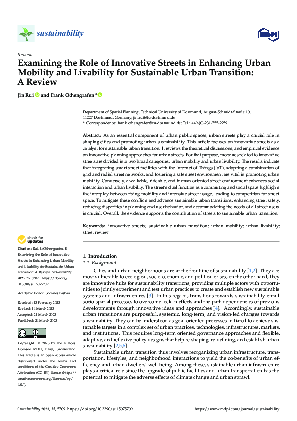 (PDF) Examining the Role of Innovative Streets in Enhancing Urban ...