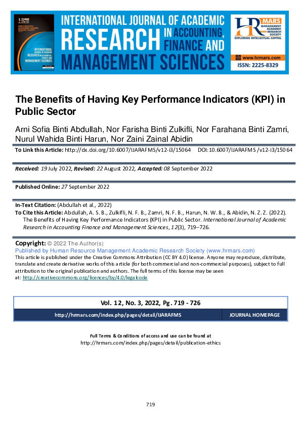 (PDF) The Benefits of Having Key Performance Indicators (KPI) in Public ...