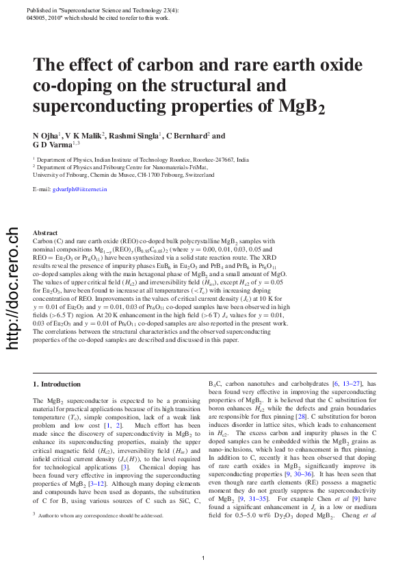 (PDF) The effect of carbon and rare earth oxide co-doping on the ...
