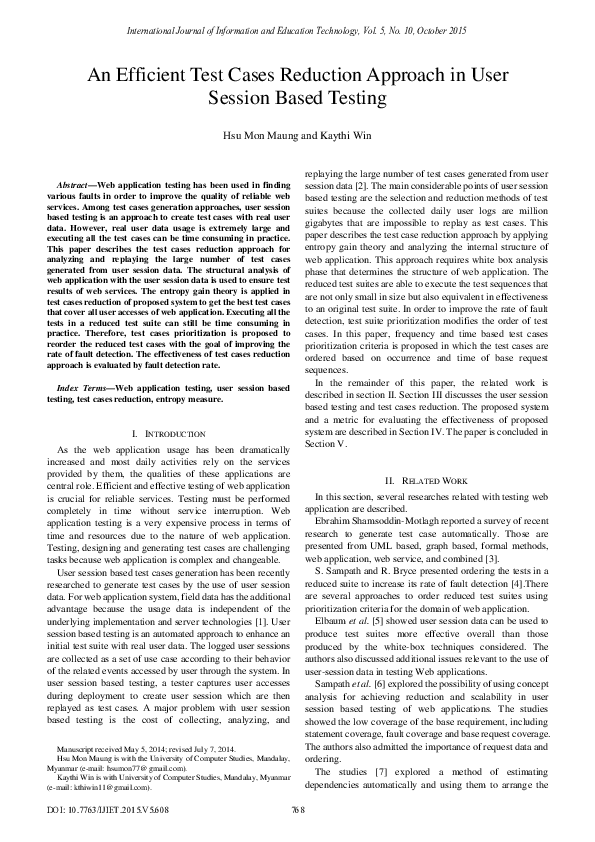 (PDF) An Efficient Test Cases Reduction Approach in User Session Based ...