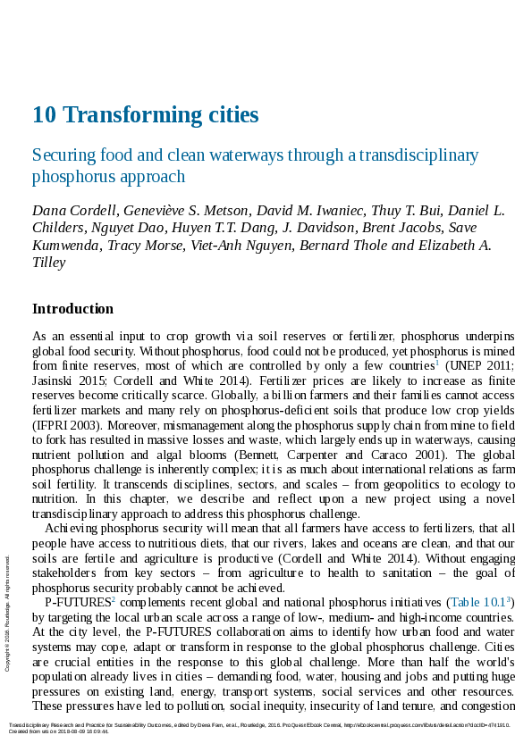 (PDF) Transdisciplinary Research and Practice for Sustainability Outcomes