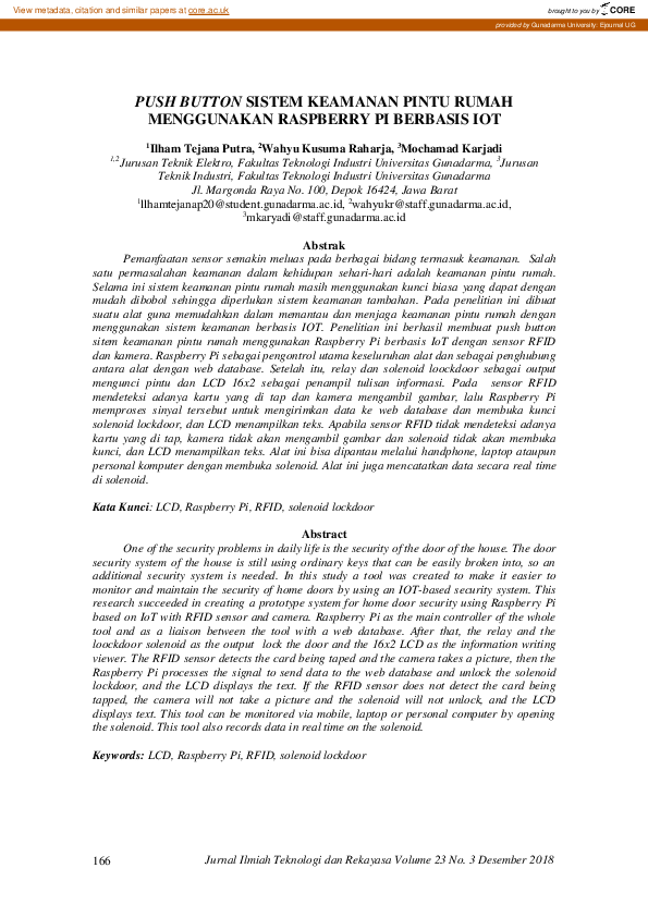 (PDF) Push Button Sistem Keamanan Pintu Rumah Menggunakan Raspberry Pi ...