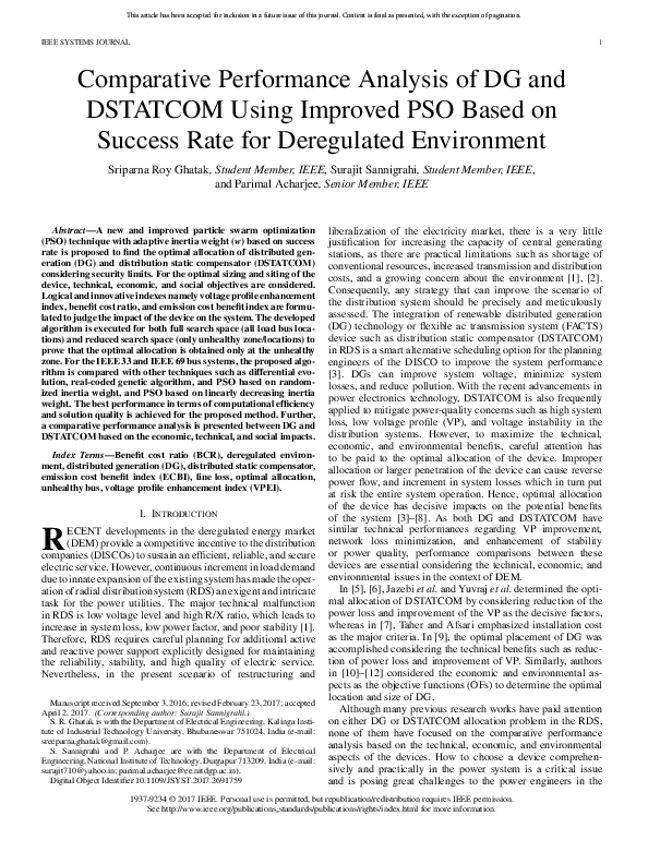 (PDF) Comparative Performance Analysis of DG and DSTATCOM Using ...