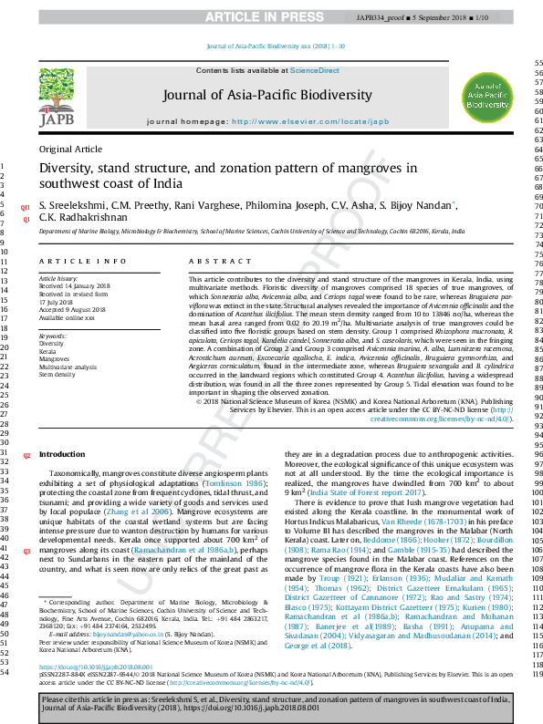 (PDF) Diversity, stand structure, and zonation pattern of mangroves in ...