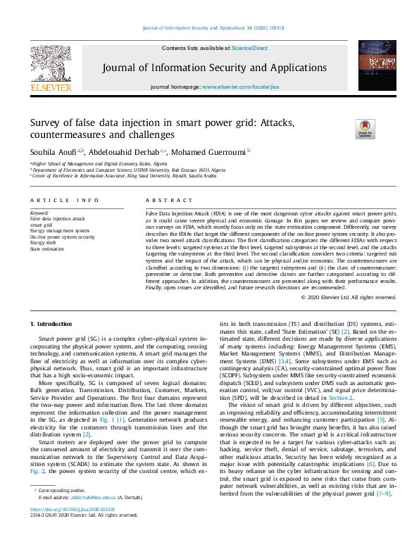 (PDF) Survey of false data injection in smart power grid: Attacks ...
