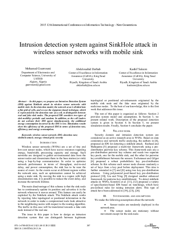 (PDF) Intrusion Detection System against Sink Hole Attack in Wireless ...