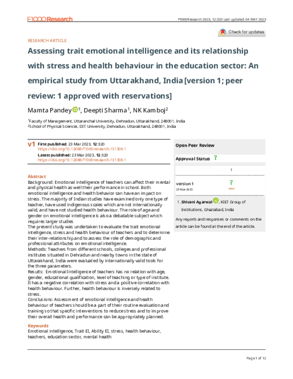 (PDF) Assessing trait emotional intelligence and its relationship with ...