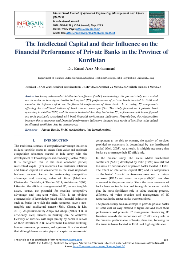 (PDF) The Intellectual Capital and their Influence on the Financial ...