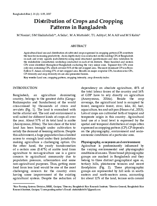 (PDF) Distribution of Crops and Cropping Patterns in Bangladesh