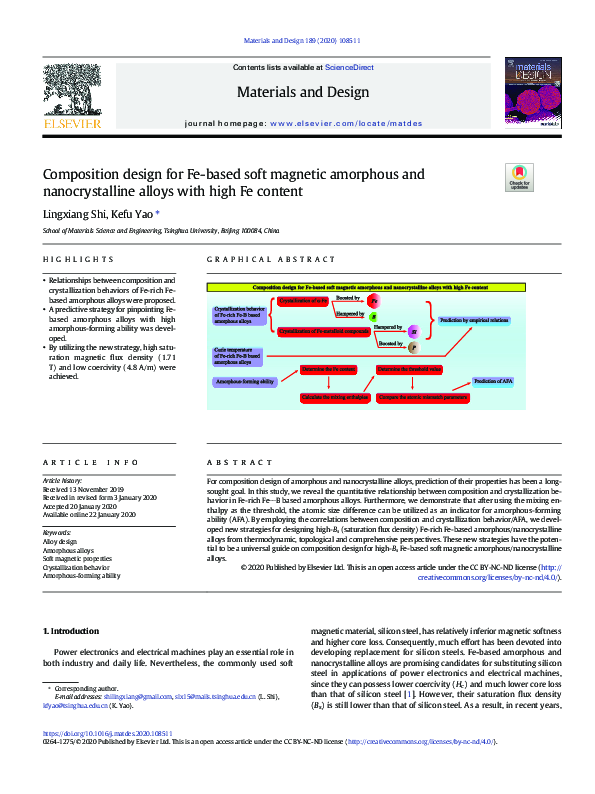 (PDF) Composition design for Fe-based soft magnetic amorphous and ...