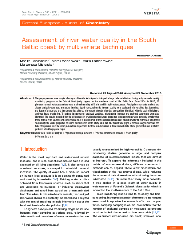 (PDF) Assessment of river water quality in the South Baltic coast by ...