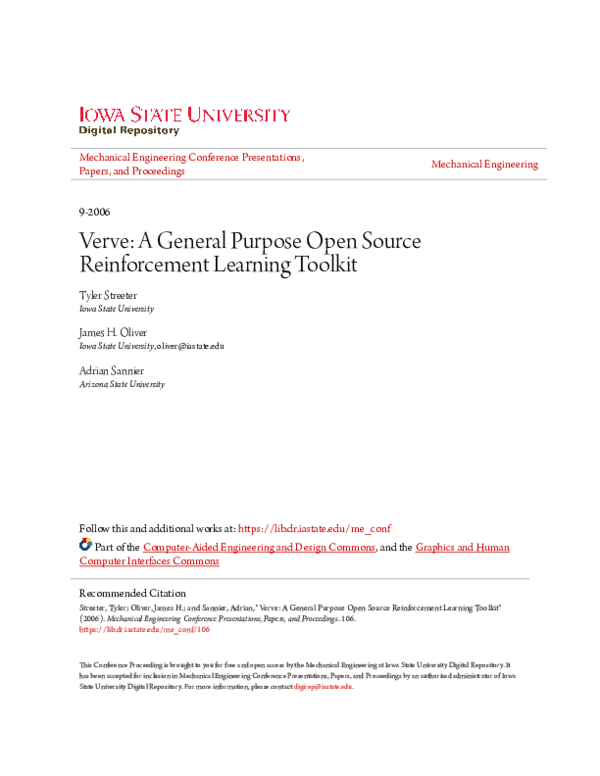(PDF) Verve: A General Purpose Open Source Reinforcement Learning Toolkit