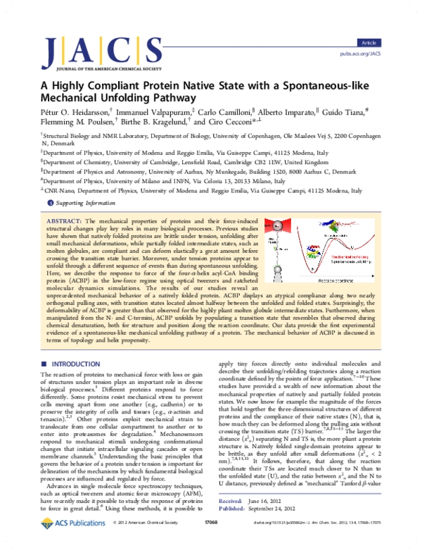 (PDF) A Highly Compliant Protein Native State with a Spontaneous-like ...