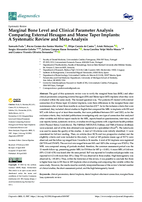 (PDF) Marginal Bone Level and Clinical Parameter Analysis Comparing ...