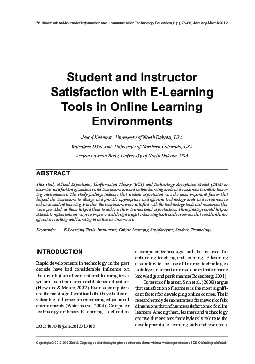(PDF) Student and Instructor Satisfaction with E-learning Tools in ...