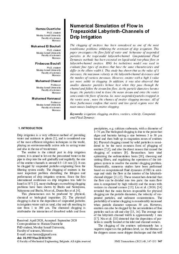 (PDF) Numerical simulation of flow in trapezoidal labyrinth-channels of ...