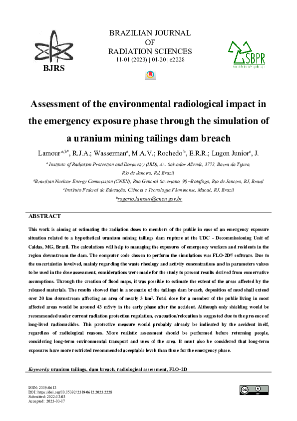 (PDF) Assessment of the environmental radiological impact in the ...