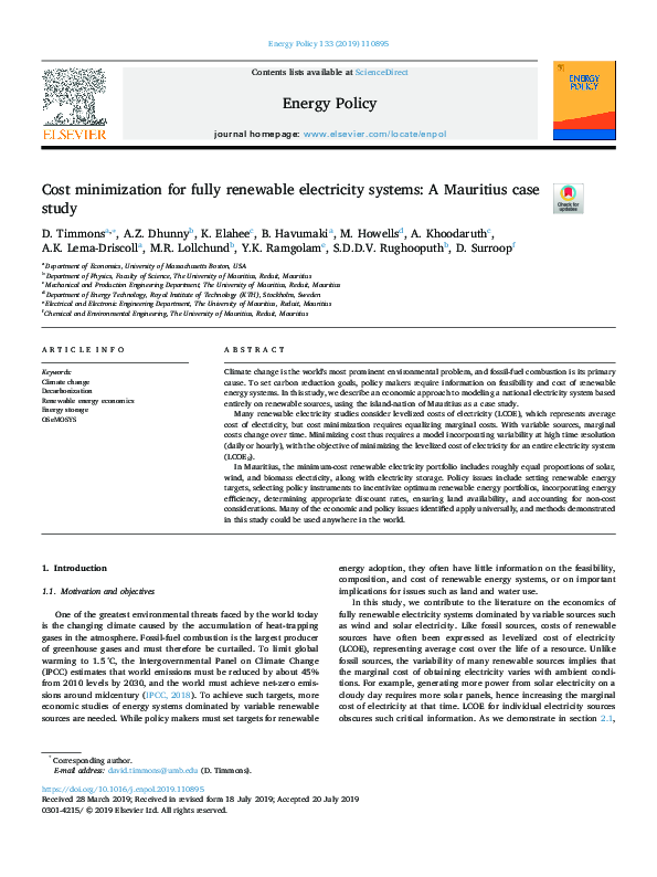 (PDF) Cost minimization for fully renewable electricity systems A