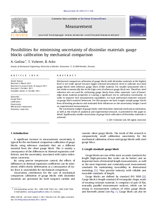 (PDF) Possibilities for minimising uncertainty of dissimilar materials