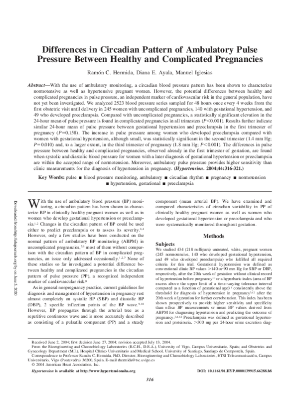 (PDF) Differences in Circadian Pattern of Ambulatory Pulse Pressure ...