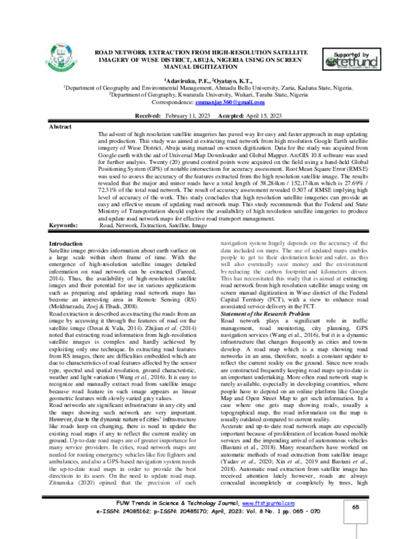 (PDF) ROAD NETWORK EXTRACTION FROM HIGH-RESOLUTION SATELLITE IMAGERY OF ...