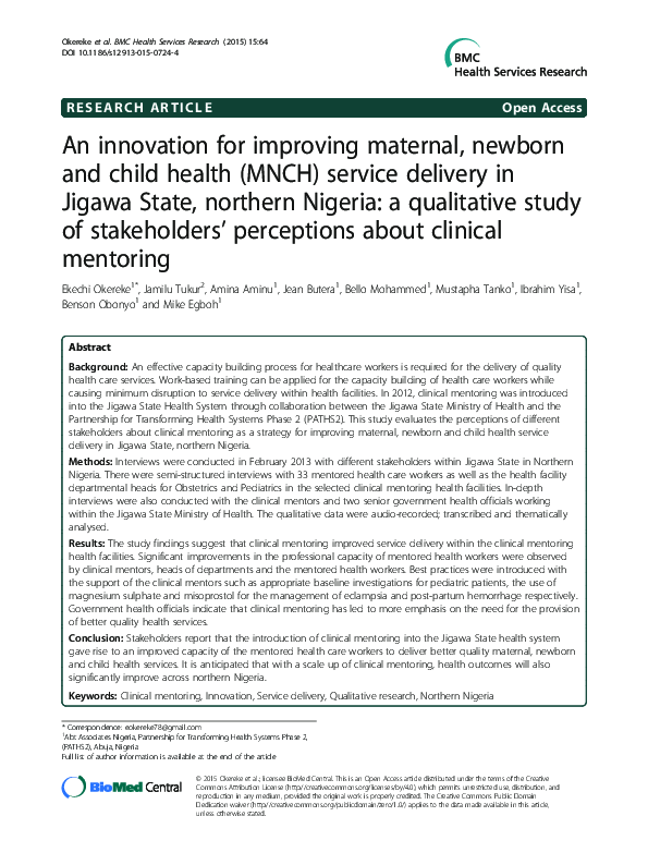 (PDF) An innovation for improving maternal, newborn and child health ...
