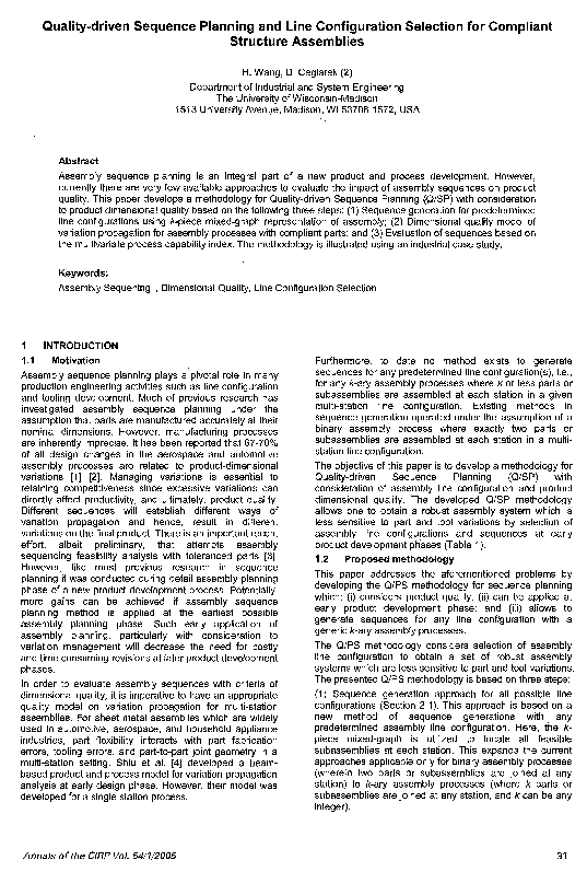 (PDF) Quality-driven Sequence Planning and Line Configuration Selection ...