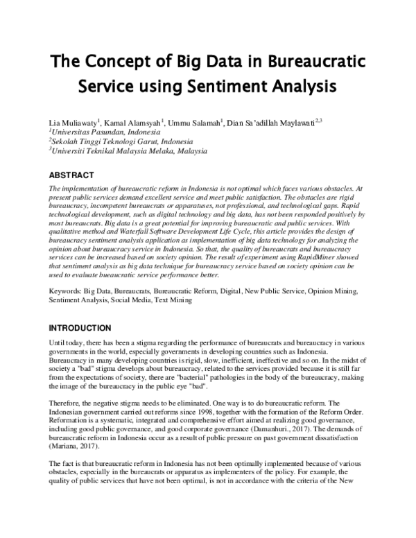 (PDF) The Concept of Big Data in Bureaucratic Service Using Sentiment ...