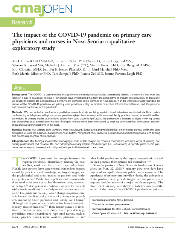 (PDF) The impact of the COVID-19 pandemic on primary care physicians ...