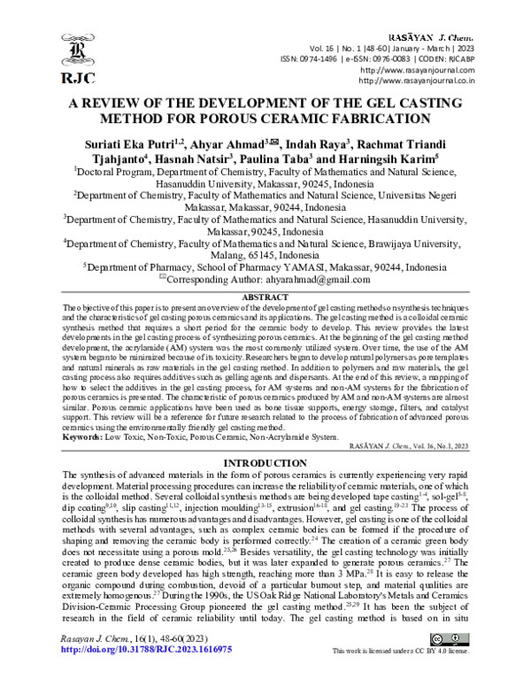 (PDF) A Review of the Development of the Gel Casting Method for Porous ...