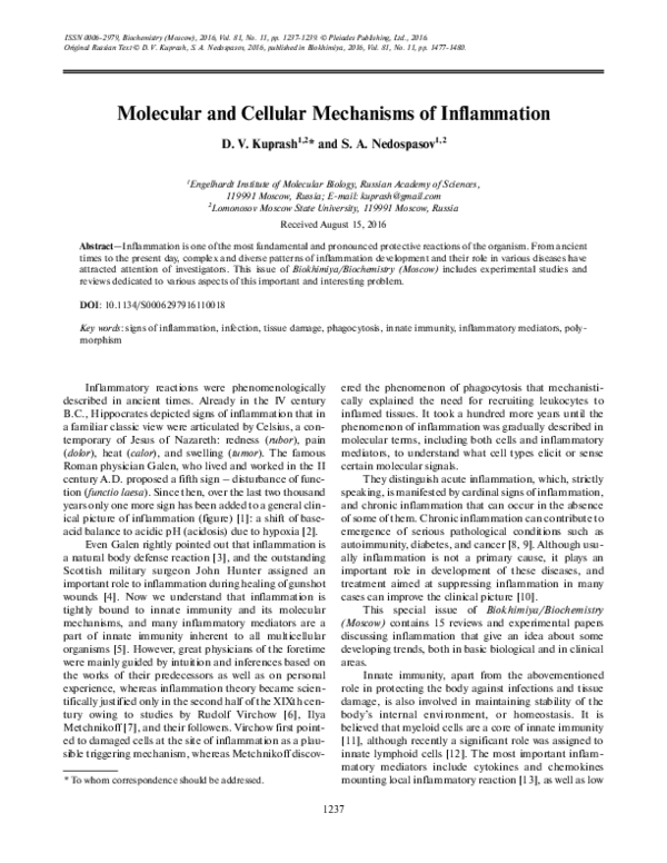 (PDF) Molecular and cellular mechanisms of inflammation