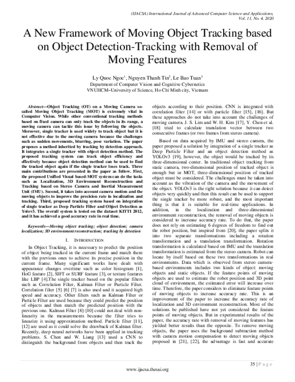 (PDF) A New Framework of Moving Object Tracking based on Object ...