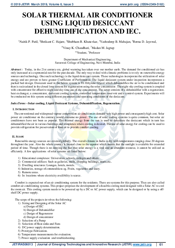 (PDF) Solar Thermal Air Conditioner Using Liquid Desiccant ...