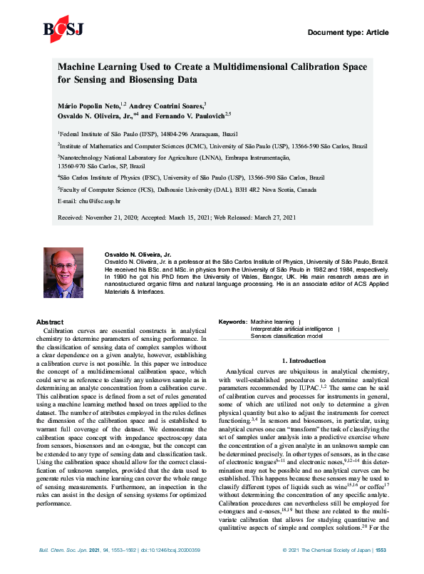 (PDF) Machine Learning Used to Create a Multidimensional Calibration ...